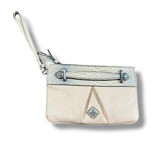 Simply Vera Wang Cream Faux Leather Wristlet Purse Handbag Designer Clutch